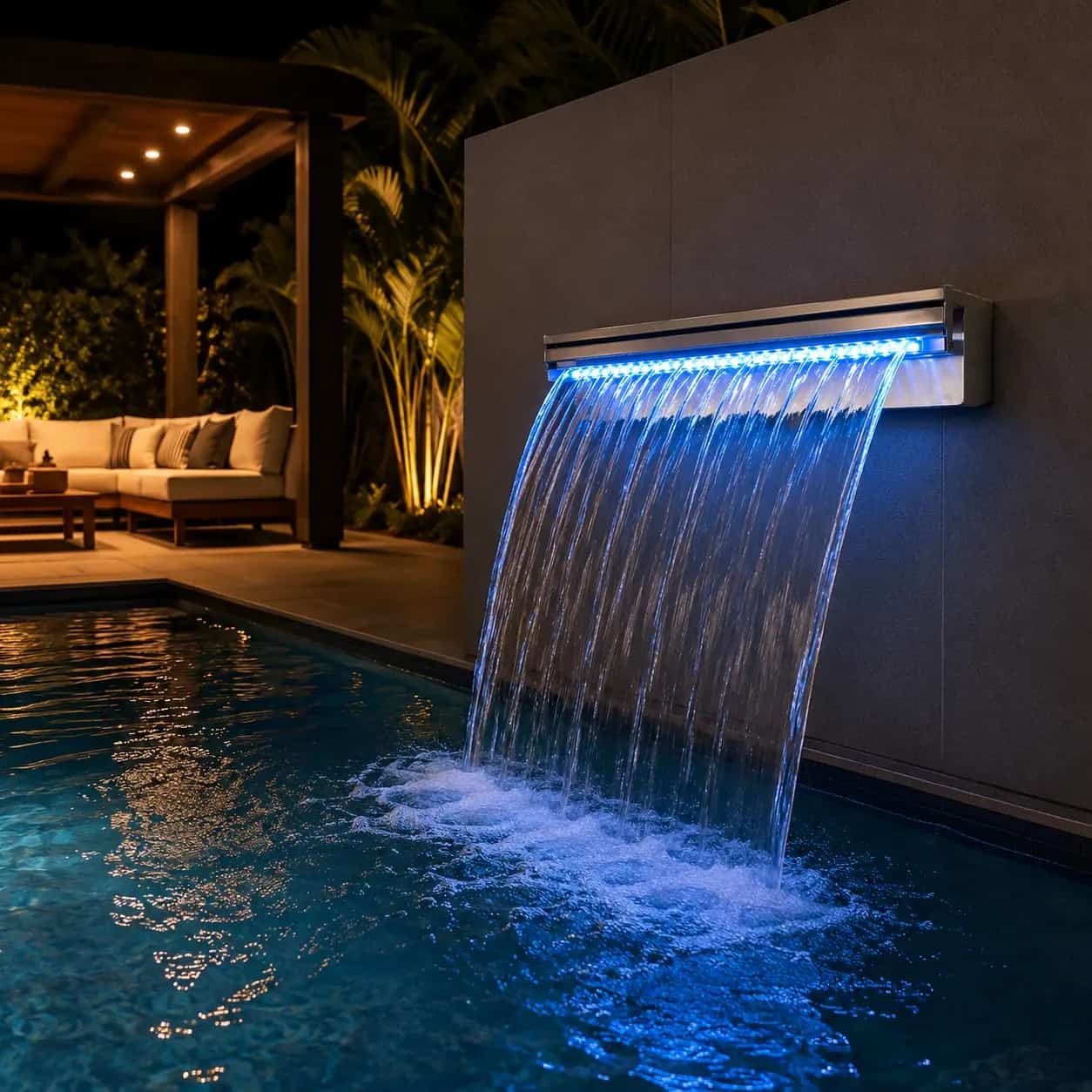 Cascata Embutir Lâmina Curta com LED
