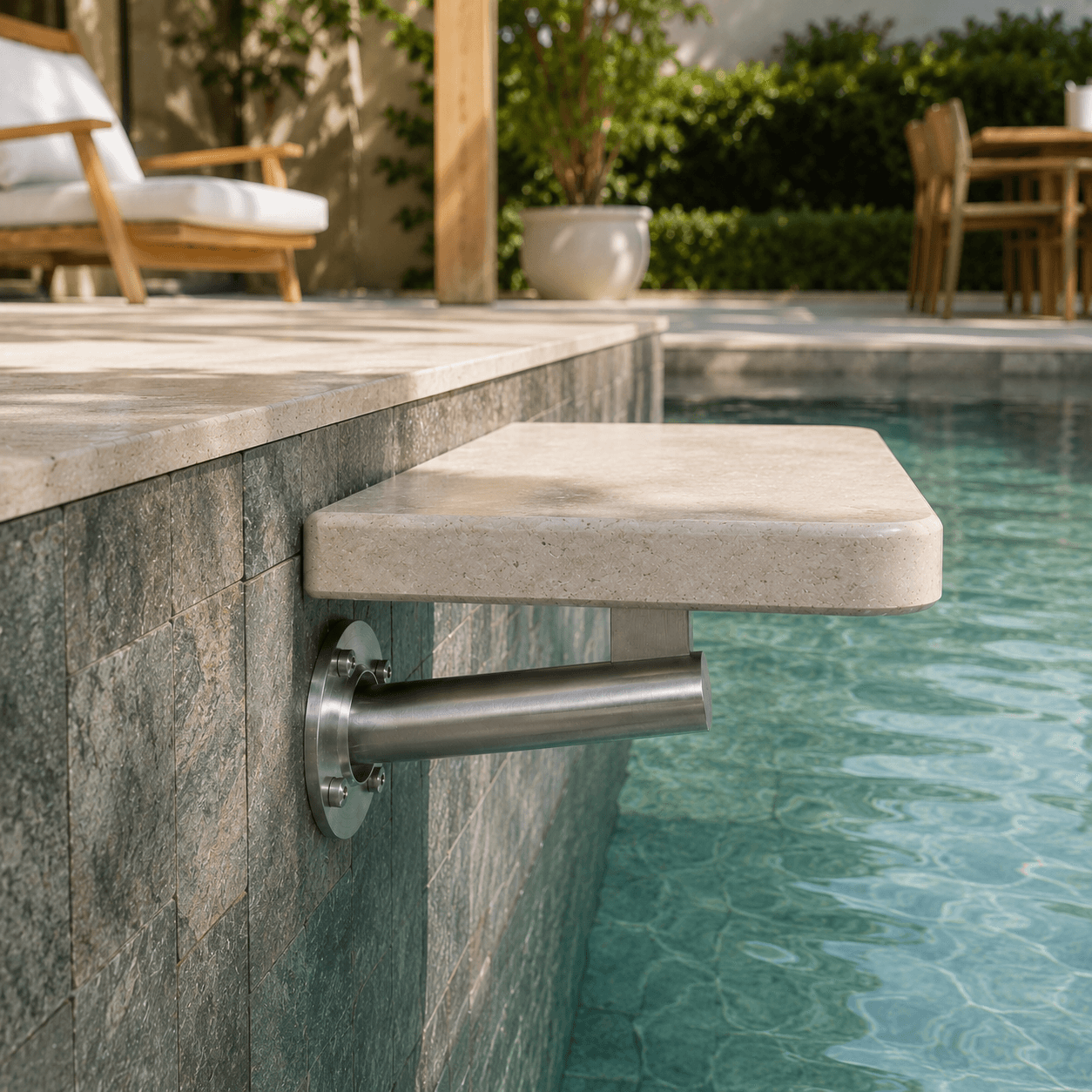 Chumbador ajustavel em aço inox 304 para piscina em banco